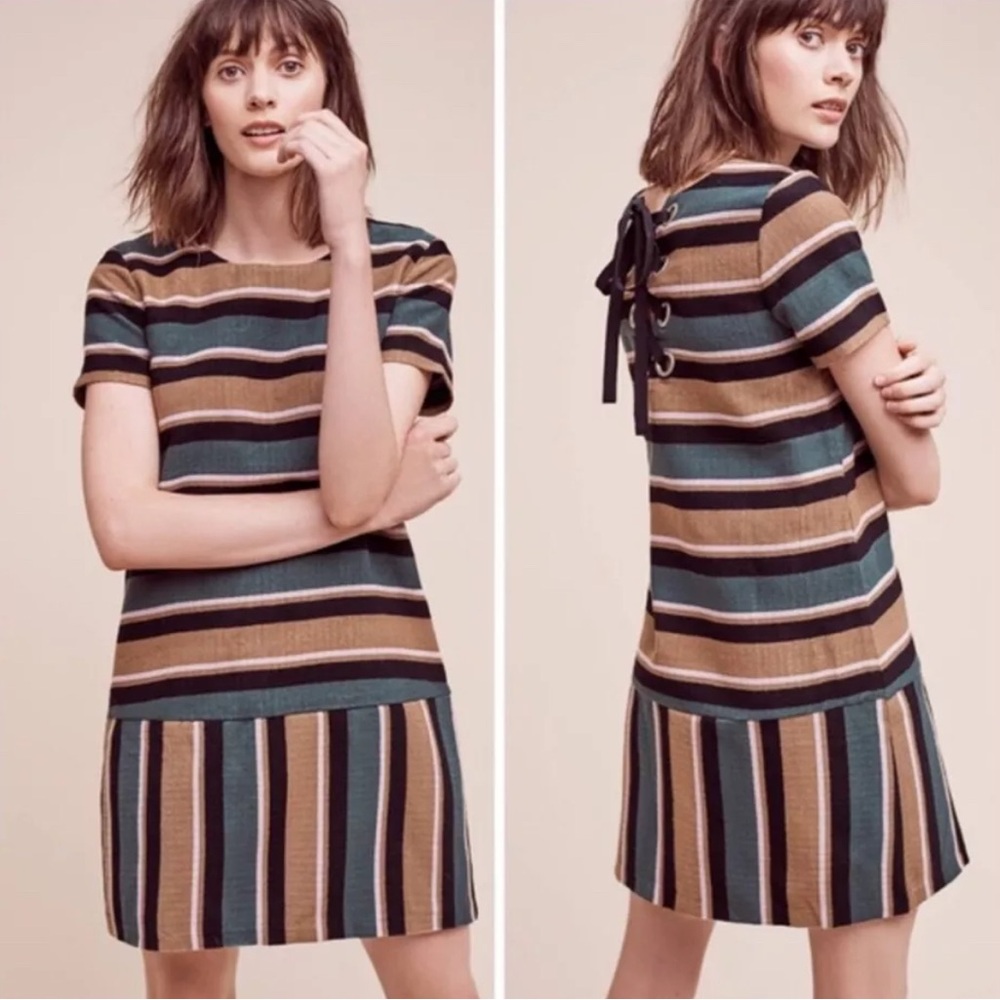 Meave Anthropologie Retro Stripped Dress Size xsp